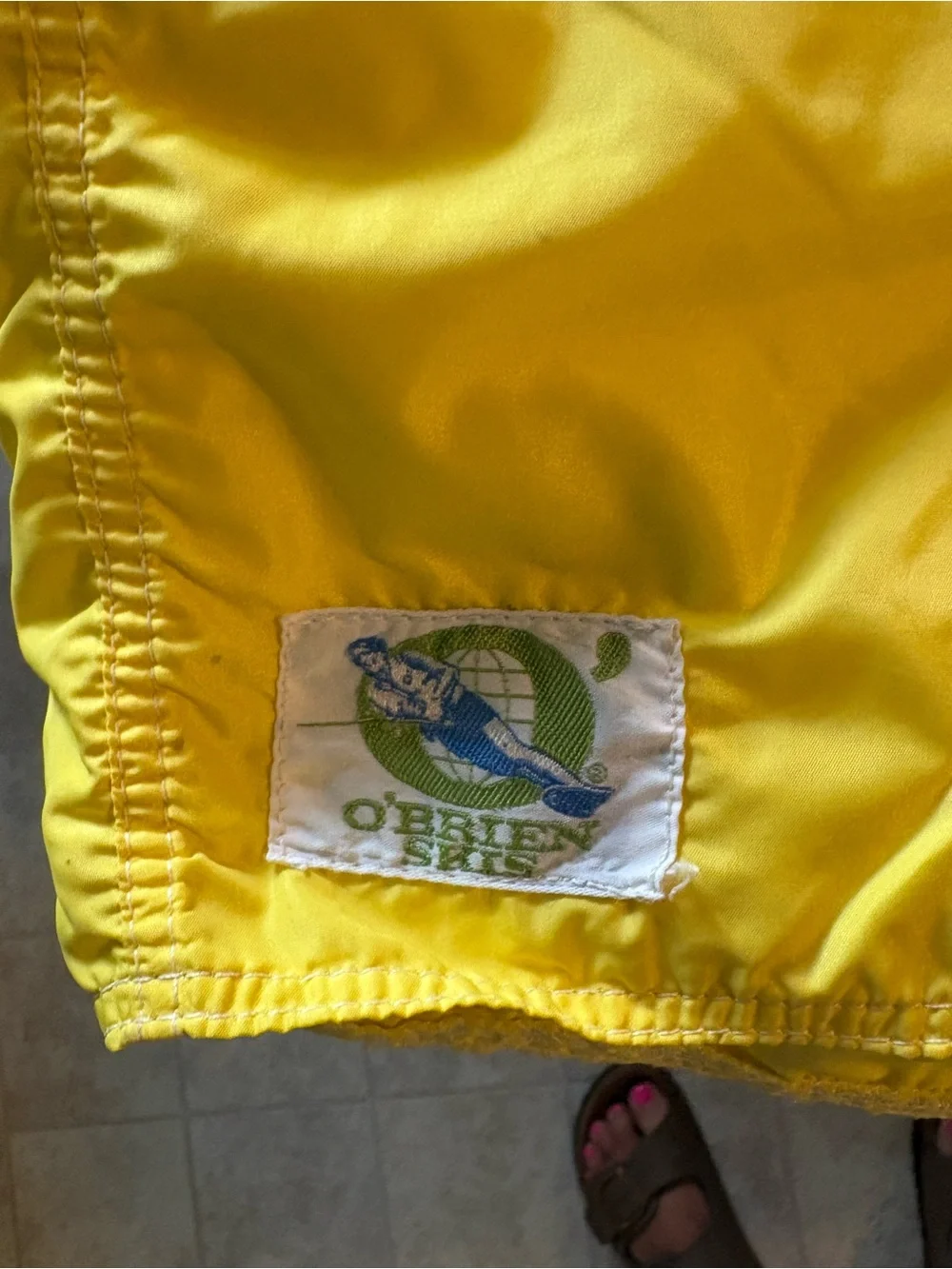 Men's Yellow Colorblock Swim Trunks with Blue & Green Accents